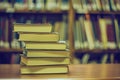 Stack of Books on Wooden Table Royalty Free Stock Photo
