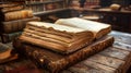 Stack of Books on Wooden Table Royalty Free Stock Photo