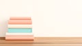 Stack of books on a wooden table Royalty Free Stock Photo