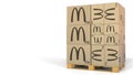 Stack of boxes with McDonald`s logo. Editorial 3D rendering