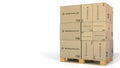 Stack of boxes with Mitsui logo. Editorial 3D rendering