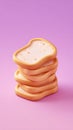 Stack of Bread Slices on a Pink Background Royalty Free Stock Photo