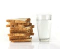 Stack of bread and water Royalty Free Stock Photo