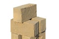 Stack of Bricks 3D illustration, Solid clay bricks used for construction,Old red brick isolated on white background. Royalty Free Stock Photo