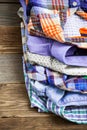 Stack of bright colorful shirts Royalty Free Stock Photo