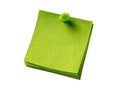 Stack of Bright Green Sticky Notes with a Green Push Pin Keywords: sticky, notes, paper, notepad, message Royalty Free Stock Photo