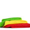 Stack of bright microfiber cloths. Royalty Free Stock Photo