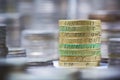 Stack of british pound coins Royalty Free Stock Photo