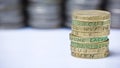 Stack of british pound coins Royalty Free Stock Photo