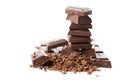 Stack of broken chocolate isolated Royalty Free Stock Photo