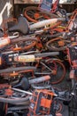 A stack of broken hire bicycles