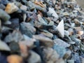 Stack of broken stones.Big pile of broken Rocks and Boulders.Pile stack of huge natural granite stone.Stack of Crushed Stones in Royalty Free Stock Photo