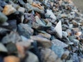 Stack of broken stones.Big pile of broken Rocks and Boulders.Pile stack of huge natural granite stone.Stack of Crushed Stones in Royalty Free Stock Photo