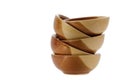 Stack of brown bowls isolated on white .clipping path. Royalty Free Stock Photo
