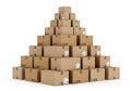 Stack of brown cardboard boxes isolated on white background Royalty Free Stock Photo
