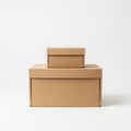 Stack of brown cardboard boxes isolated on white background Royalty Free Stock Photo