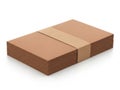Stack of brown cardboard boxes isolated on white background Royalty Free Stock Photo