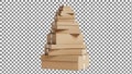 Stack of brown cardboard boxes on transparent background Royalty Free Stock Photo