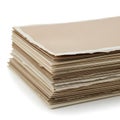 Stack of brown cardboard sheets isolated on white background Royalty Free Stock Photo