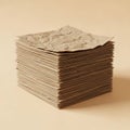 A stack of brown cardboard sheets on a beige background Royalty Free Stock Photo