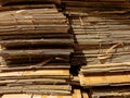 Stack of Brown Corrugated Cardboard Sheets Royalty Free Stock Photo