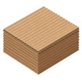 A stack of brown corrugated cardboard sheets with a wavy surface texture Royalty Free Stock Photo
