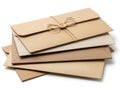 Stack of brown envelopes isolated on white background Royalty Free Stock Photo