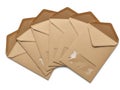 Stack of brown envelopes on white background isolated on white background Royalty Free Stock Photo