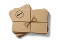 A stack of brown kraft paper cards tied with brown string, Royalty Free Stock Photo