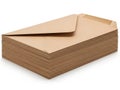 Stack of brown paper envelopes isolated on white background Royalty Free Stock Photo