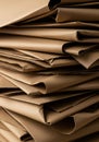 A stack of brown paper envelopes, tightly packed together, creating a textured and Royalty Free Stock Photo