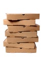 Stack of brown pizza boxes Royalty Free Stock Photo