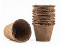 Stack of Brown Plant Pots on White Background in Studio Lighting Royalty Free Stock Photo