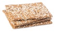 A stack of brown sesame crackers