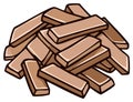 Stack of brown wooden planks for construction or building vector illustration Royalty Free Stock Photo