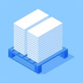 Stack building industrial cement plate plank pallet wholesale warehouse storage isometric vector