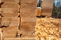 Stack of Building Lumber at Construction Site Royalty Free Stock Photo