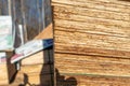 Stack of Building Lumber at Construction Site Royalty Free Stock Photo