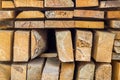 Stack of building lumber at construction site with narrow depth Royalty Free Stock Photo