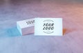 Stack of business card mockup on concrete 3d rendering
