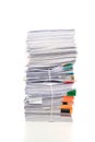 Stack of business document papers isolated on white background Royalty Free Stock Photo