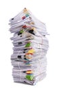 Stack of business papers isolated on white background Royalty Free Stock Photo