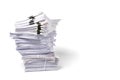 Stack of business papers isolated on white background. Royalty Free Stock Photo