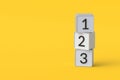 Stack of buttons with numbers 1 2 3. Execution priority. Task list
