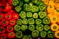 A stack of capsicums at the market