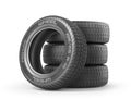 Stack of car tires without brand on a white background. Royalty Free Stock Photo