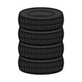 Stack of car tires isolated. vector illustration