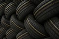 Stack of car tires with shadow deep of view. Great for backgrounds