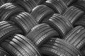 Stack of car tires with shadow deep of view. Great for backgrounds