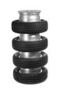 Stack of car wheels and tires. Royalty Free Stock Photo